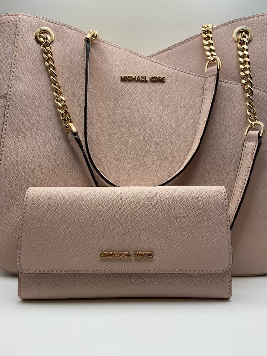 MICHAEL Michael Kors Handbags - Michael Kors Jet Set Travel Large Chain Shoulder Tote & Wallet Powder Blush Pink